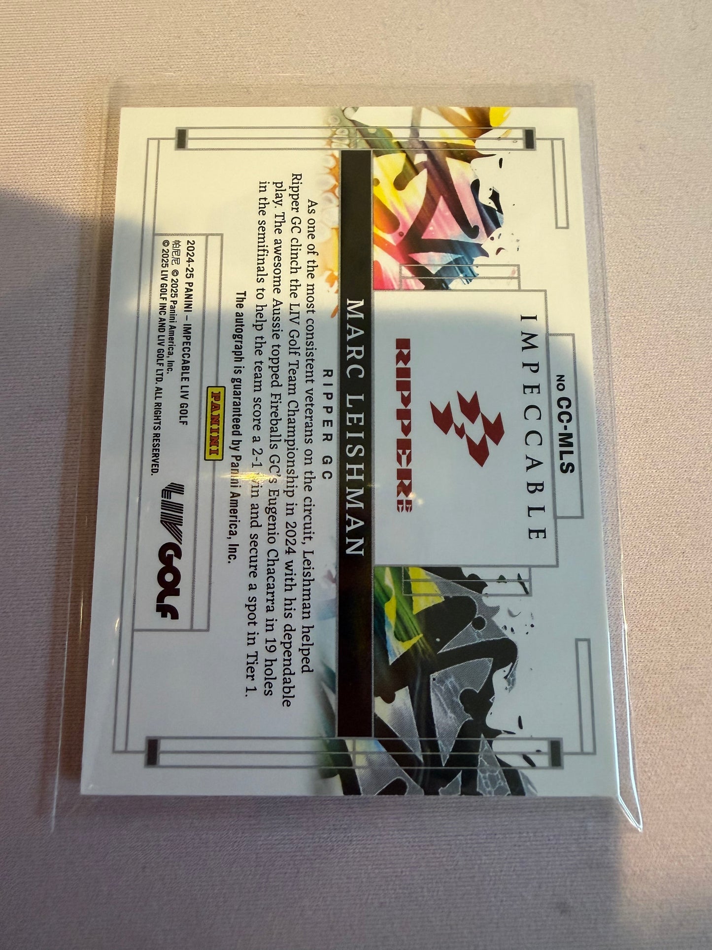 2025 Panini Impeccable LIV Golf Canvas Creations Marc Leishman #CC-MLS /40 RC