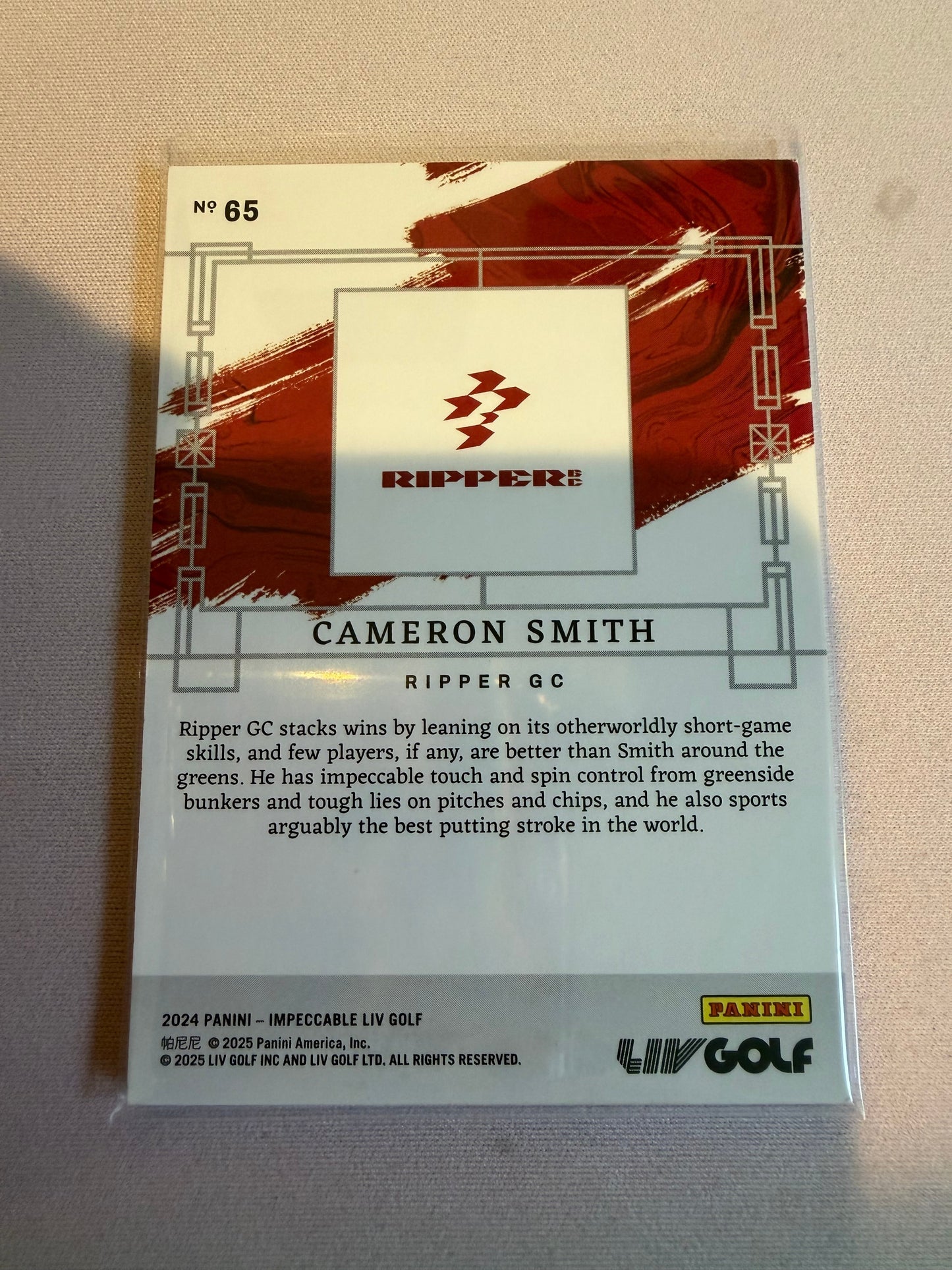 2025 Panini Impeccable LIV Golf Cameron Smith #65 Purple /5