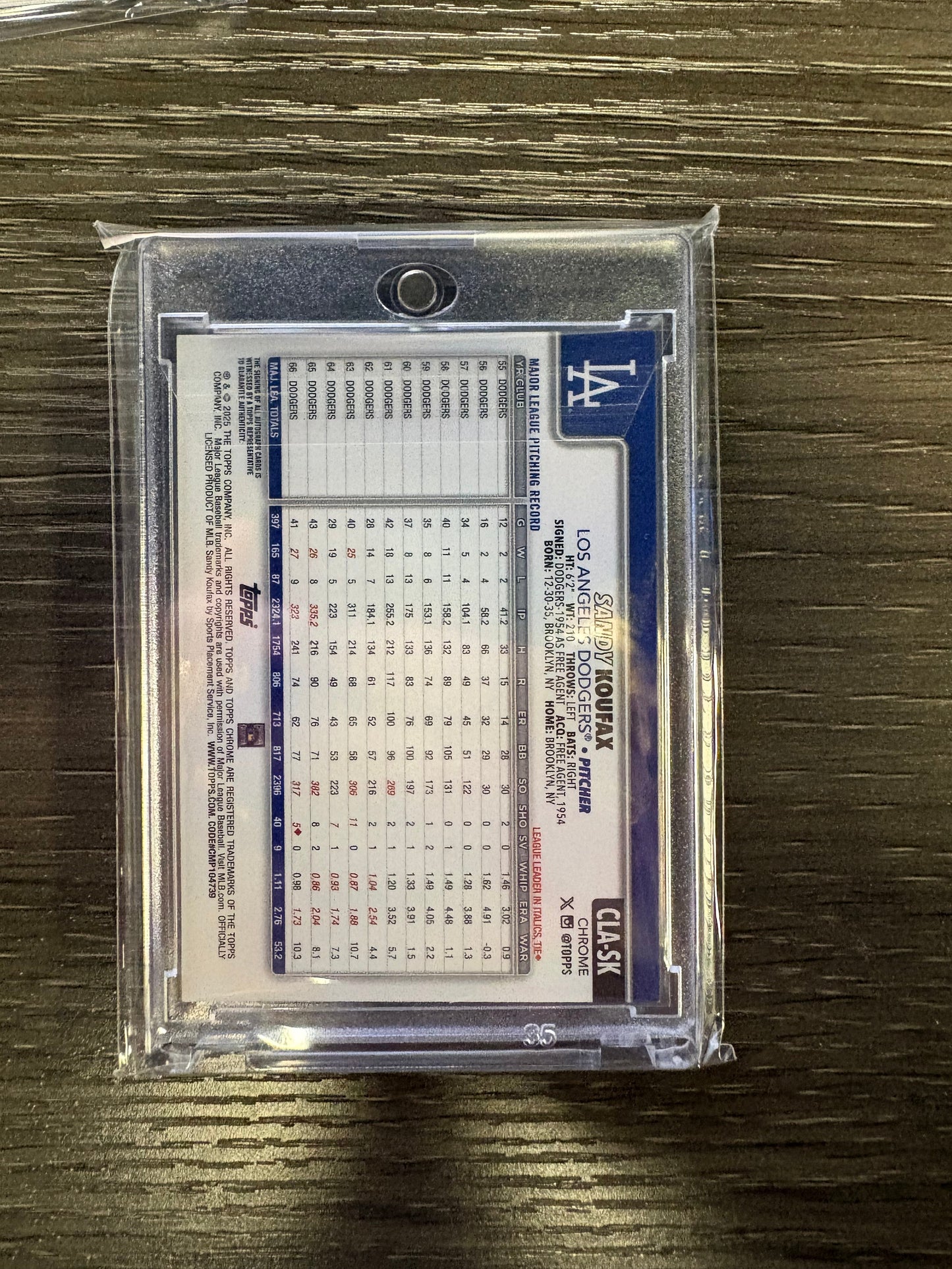 2023 Topps Chrome Sandy Koufax #CLA-SK Refractor /25 Auto