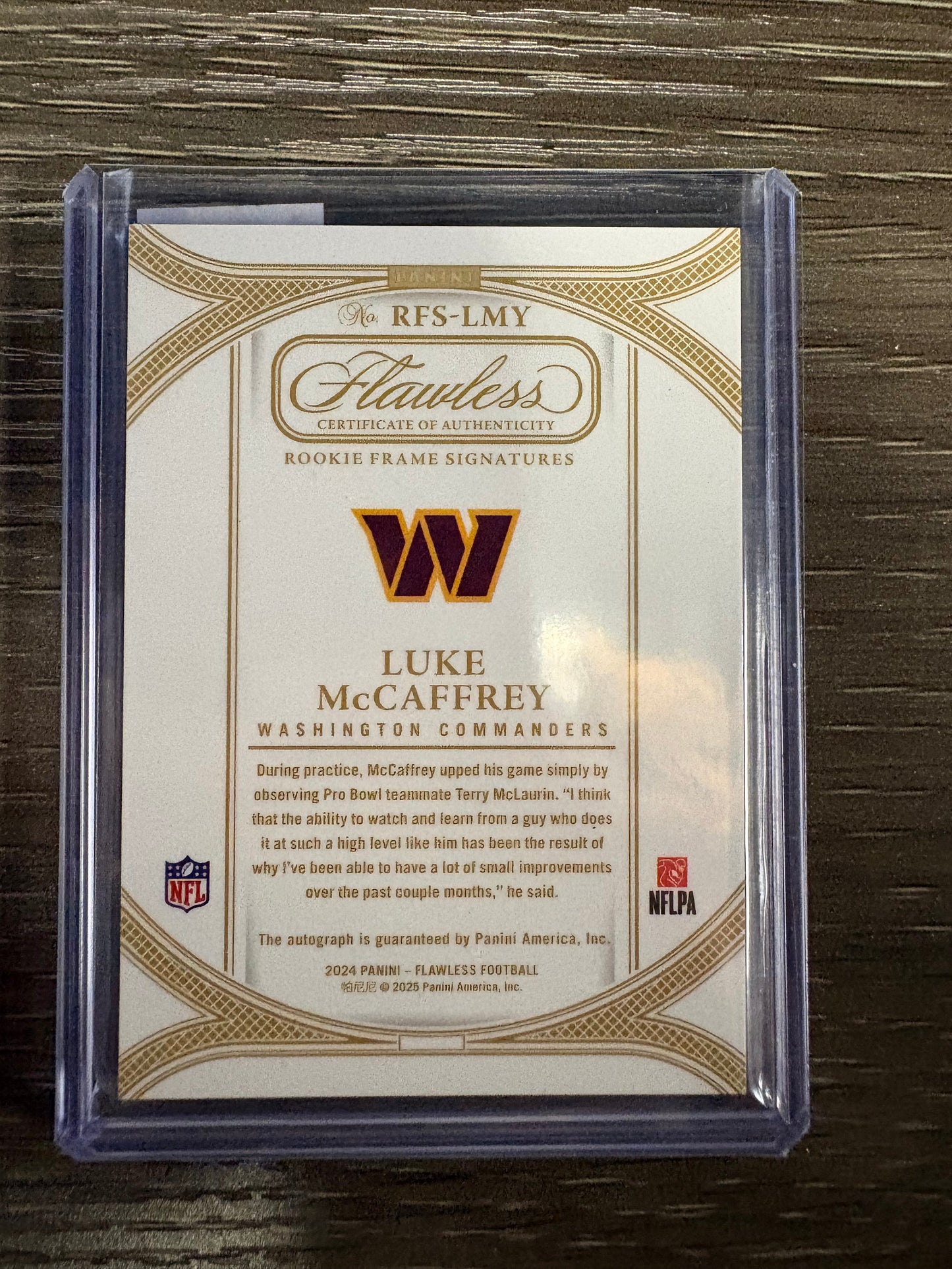 2025 Panini Flawless Luke McCaffrey #RFS-LMY /25