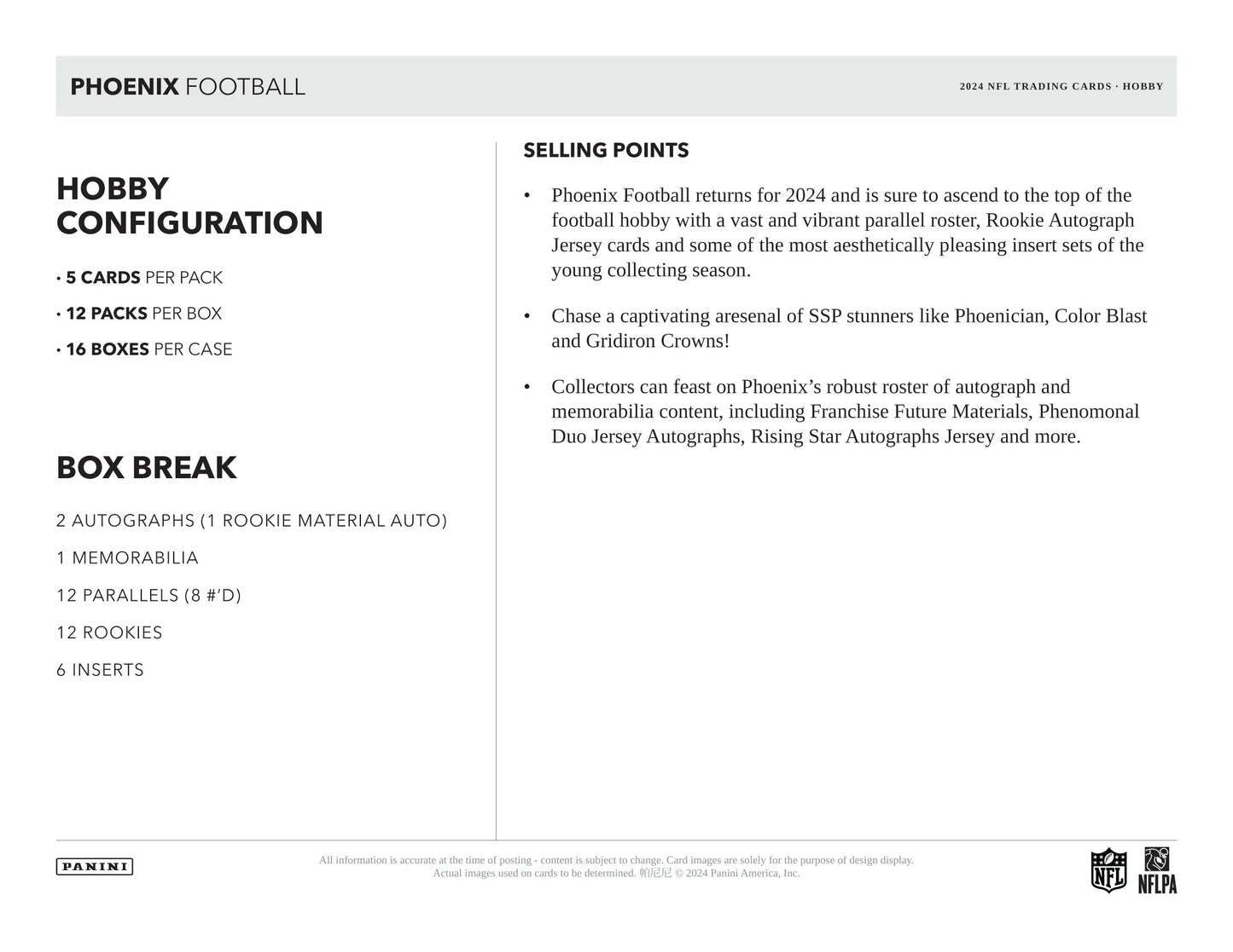 Panini - 2024 Phoenix American Football (NFL) - Hobby Box