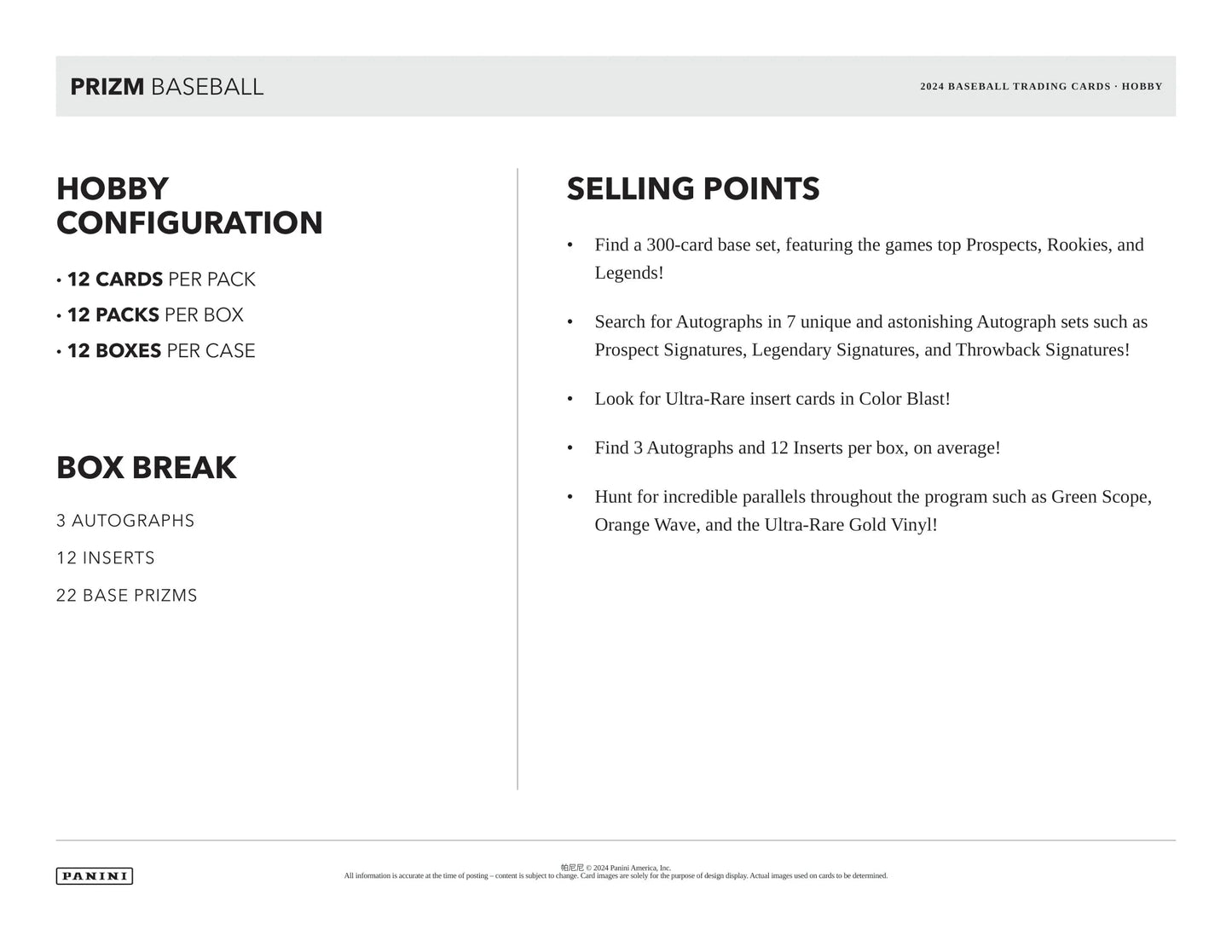 Panini - 2024 Prizm Baseball (MLB) - Hobby Box