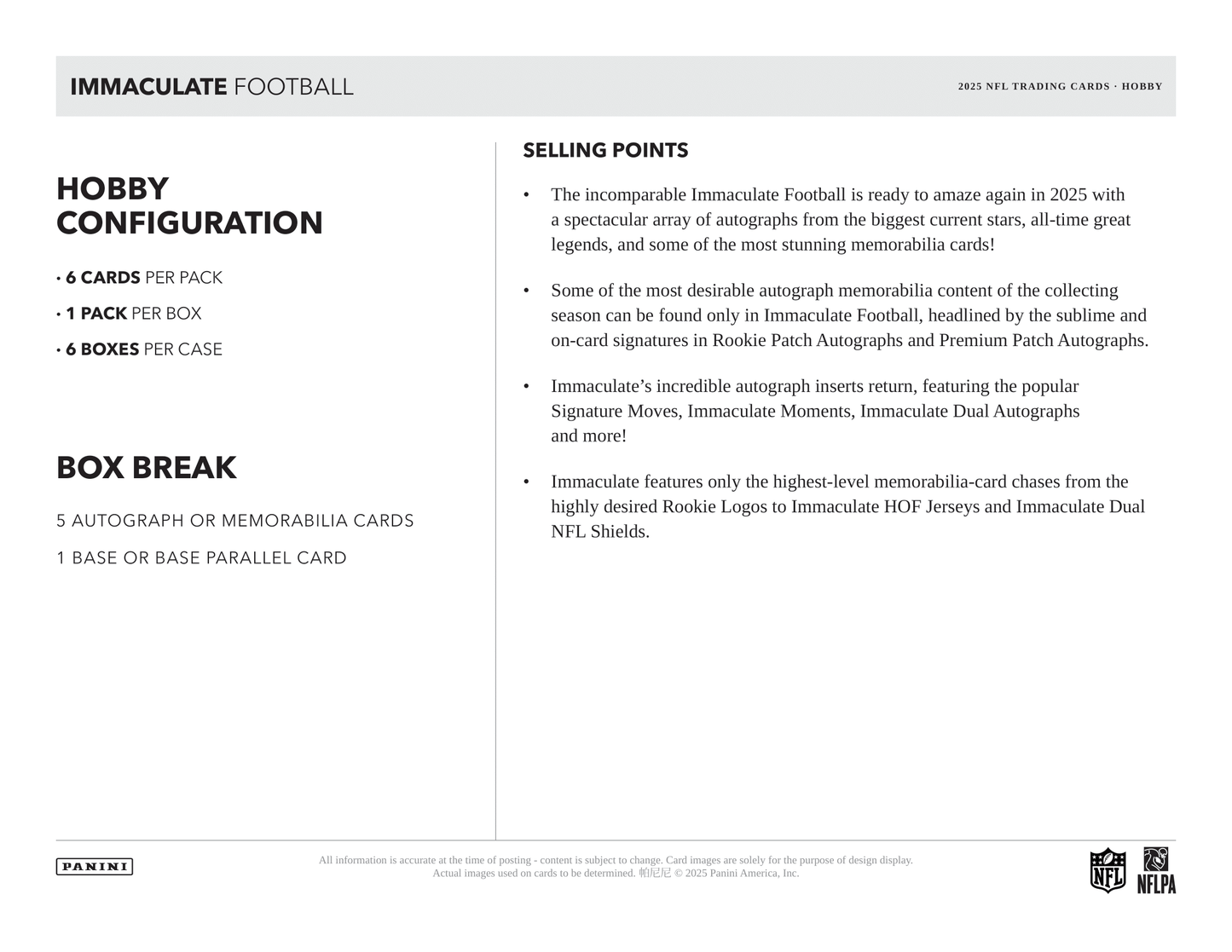 Panini - 2025 Immaculate Collection American Football (NFL) - Hobby Box
