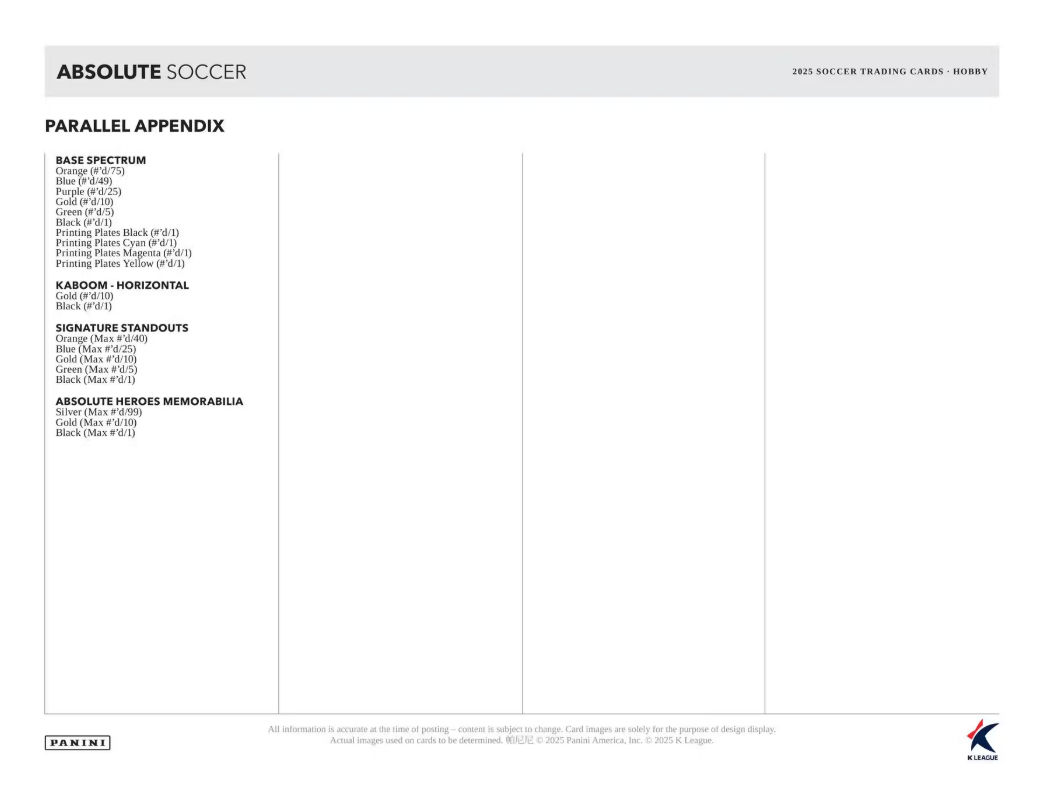 2025 Panini Absolute K League Soccer Hobby Box