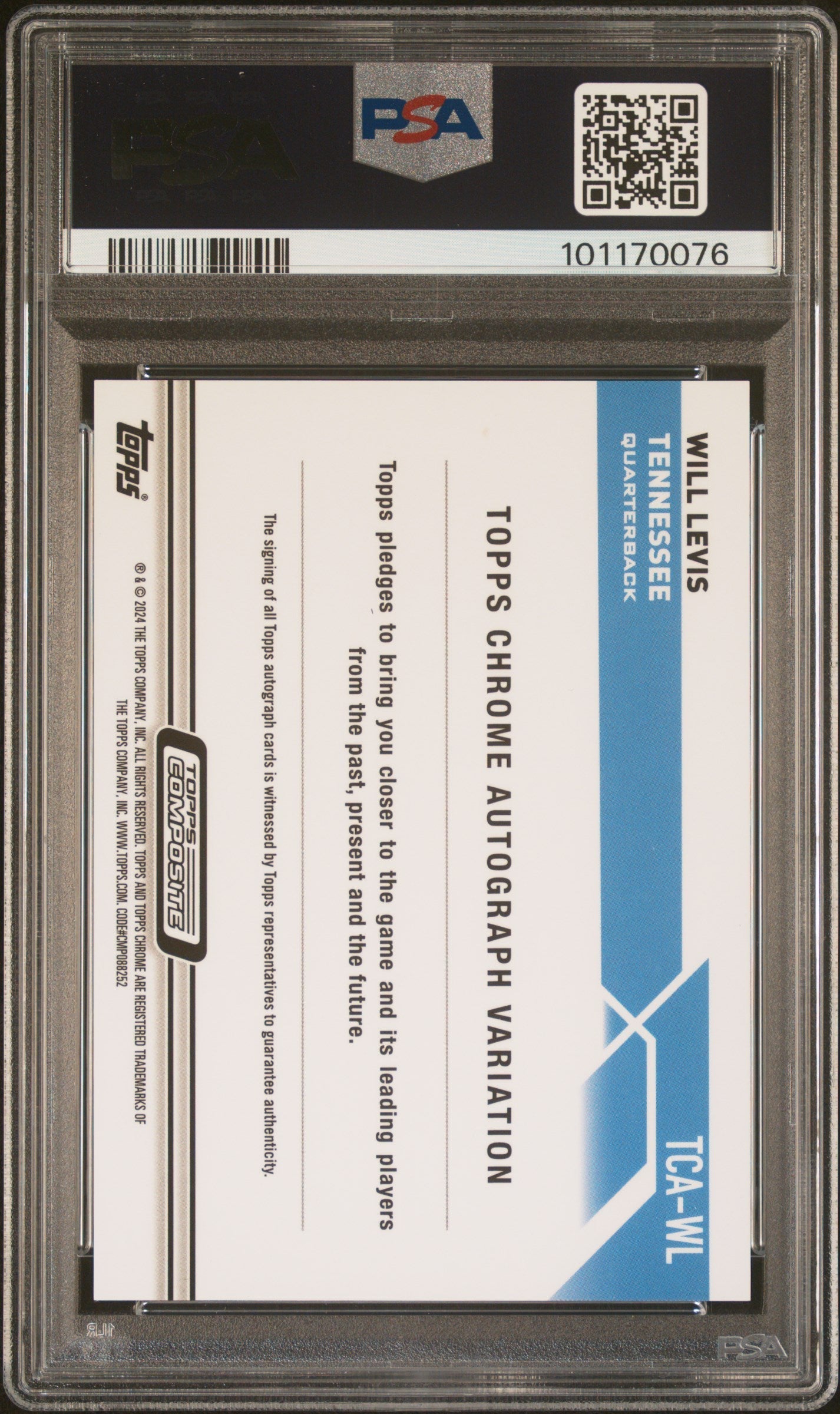 2023 Topps Composite Topps Chrome Autographs Will Levis #TCAWL GRN Geometric /99 PSA 9