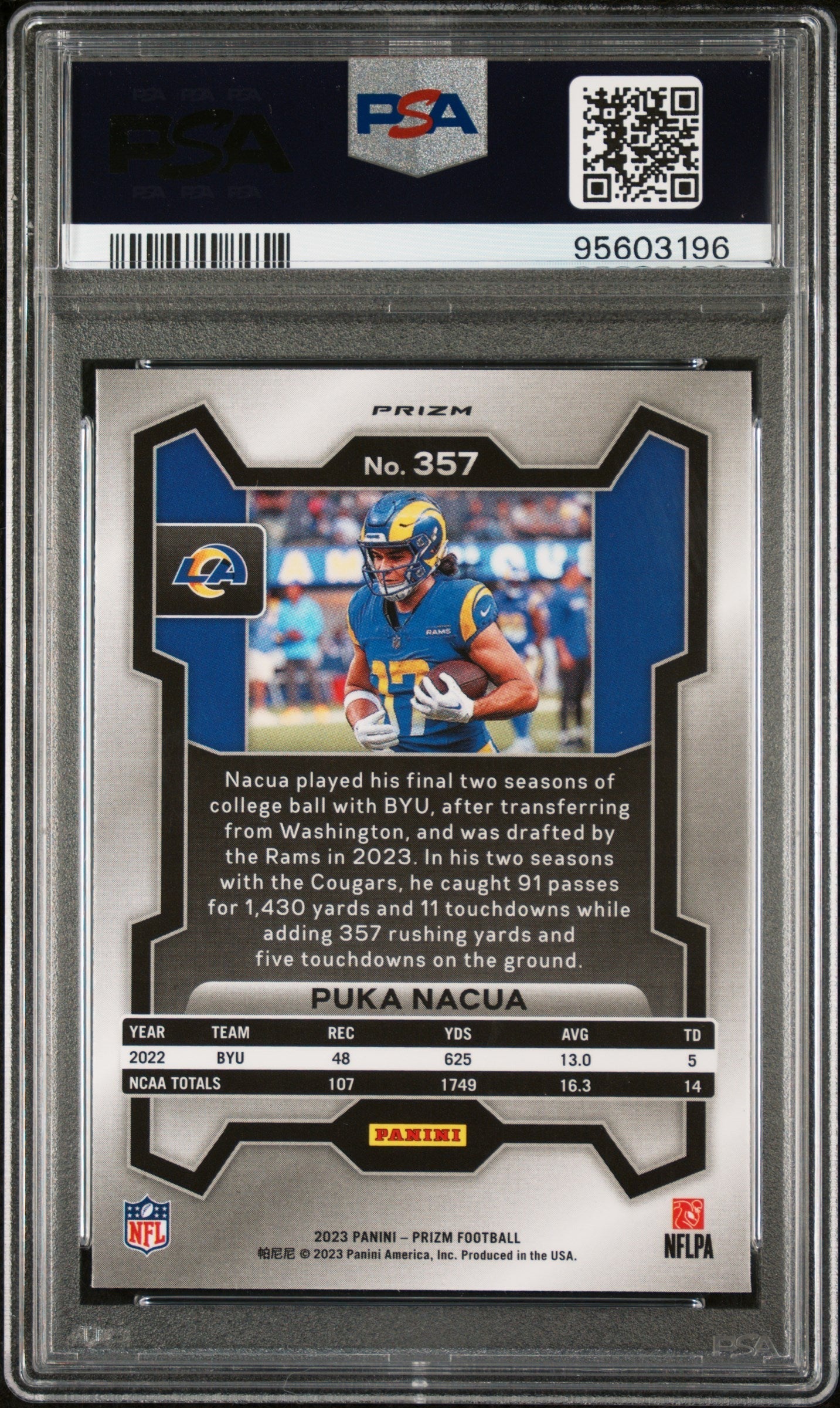 2023 Panini Prizm Puka Nacua #357 Green PSA 10