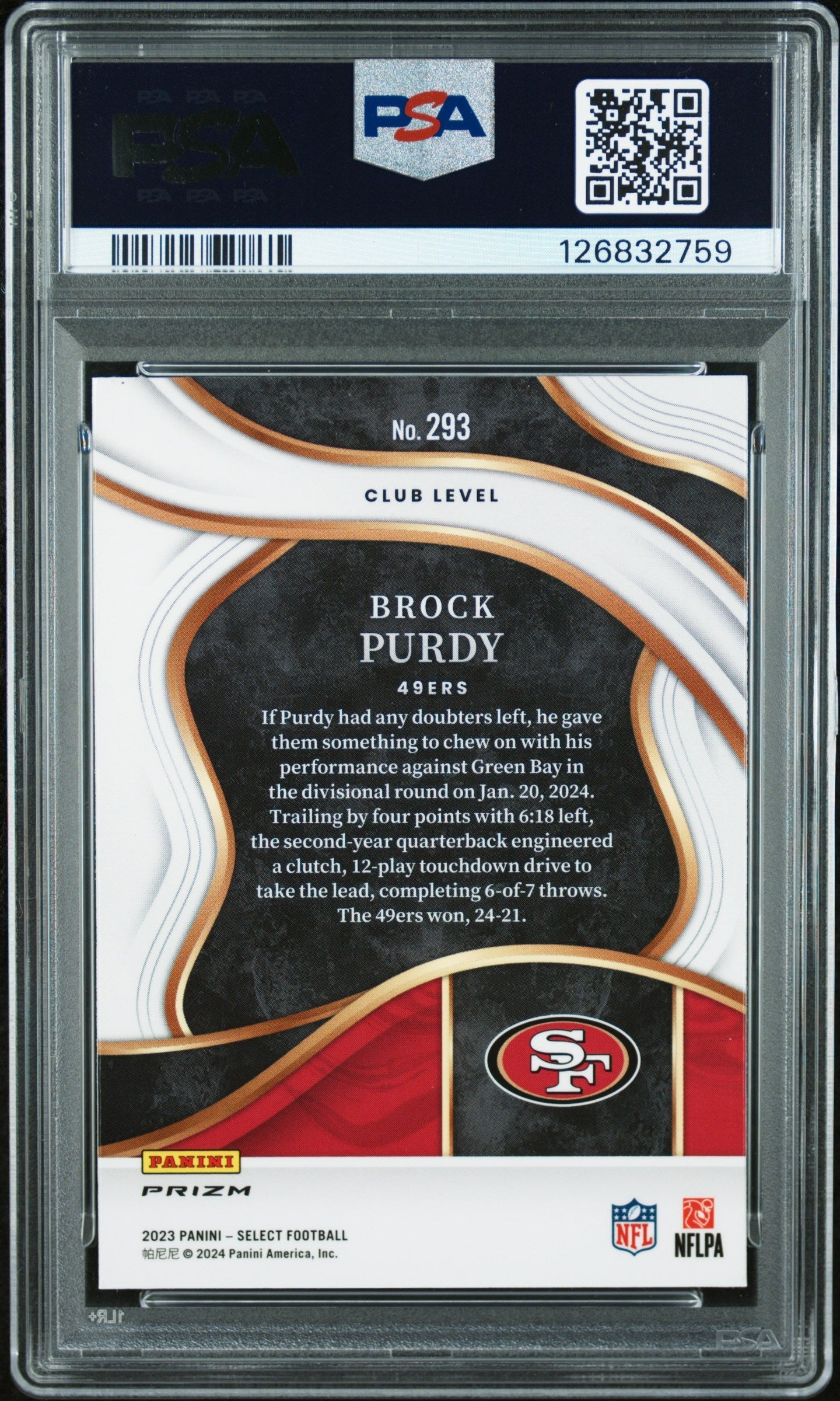 2023 Panini Select Brock Purdy #293 Cosmic PSA 10