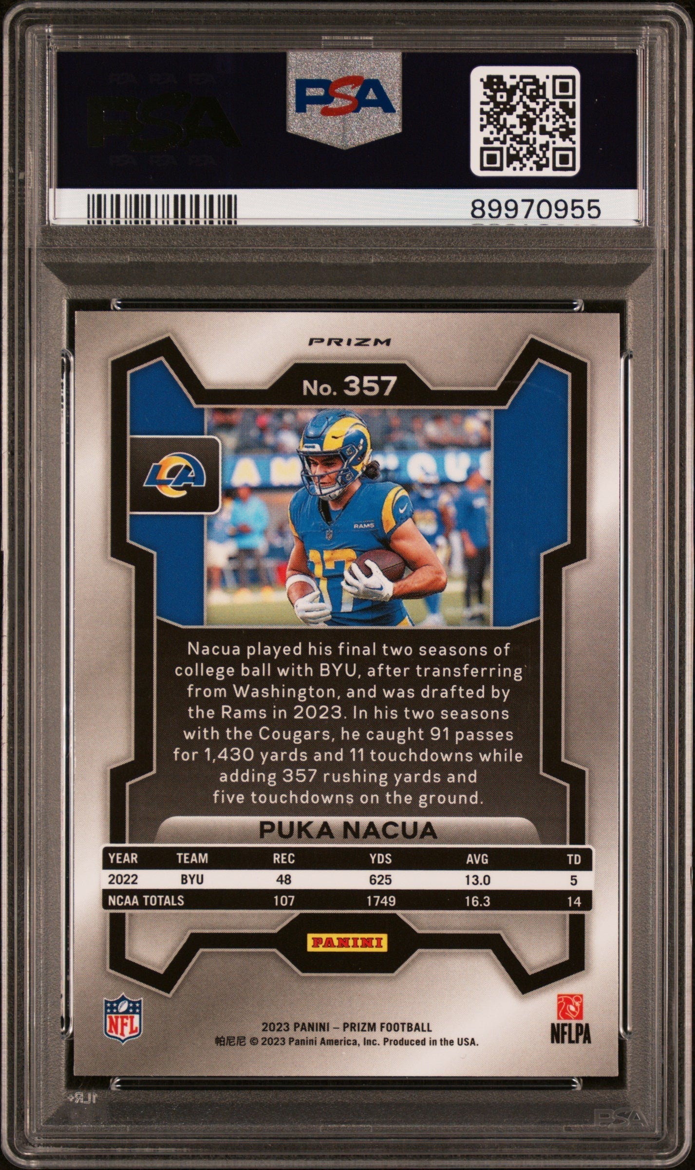 2023 Panini Prizm Puka Nacua #357 Disco PSA 10
