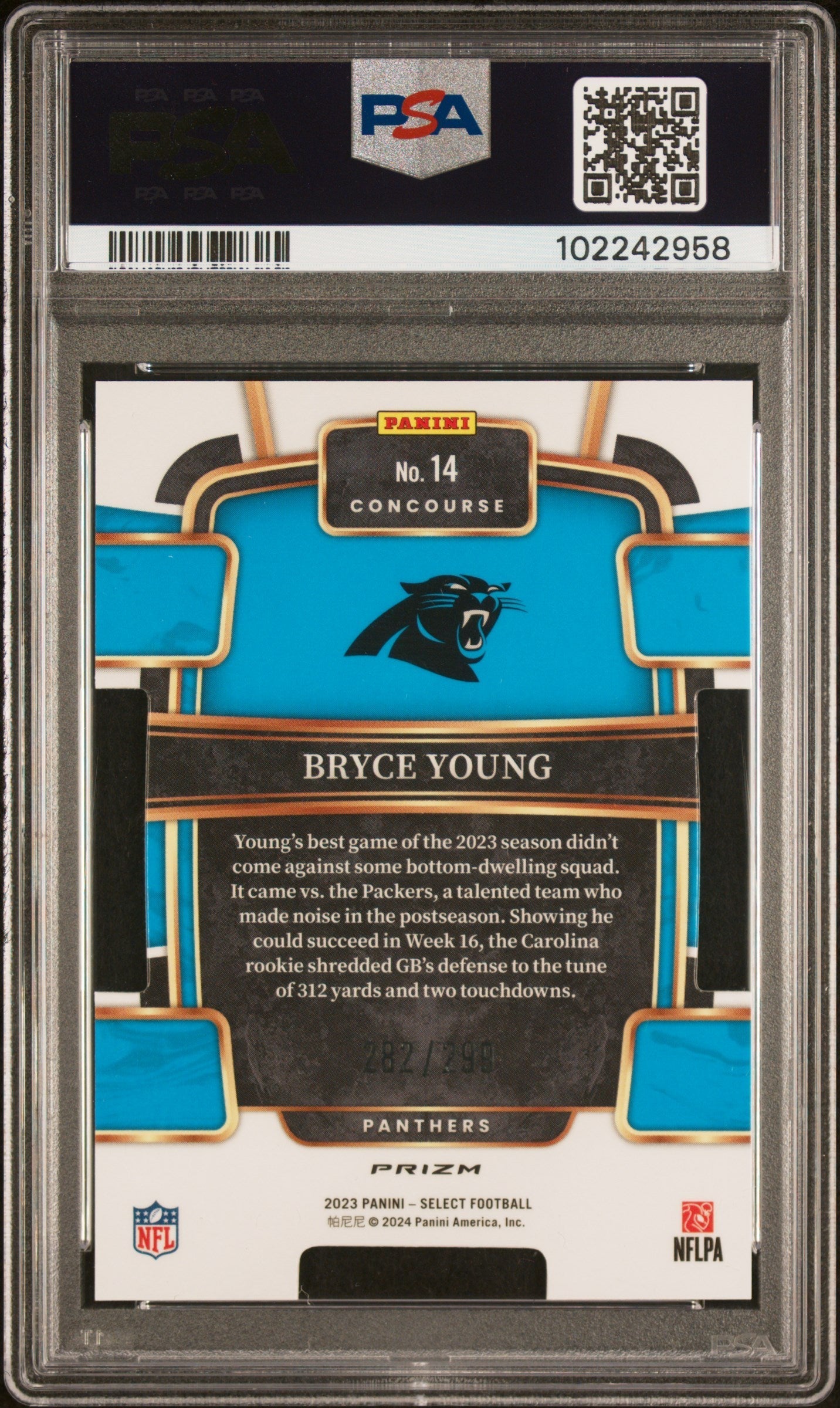 2023 Panini Select Bryce Young #14 Die Cut Copper Prizm PSA 10