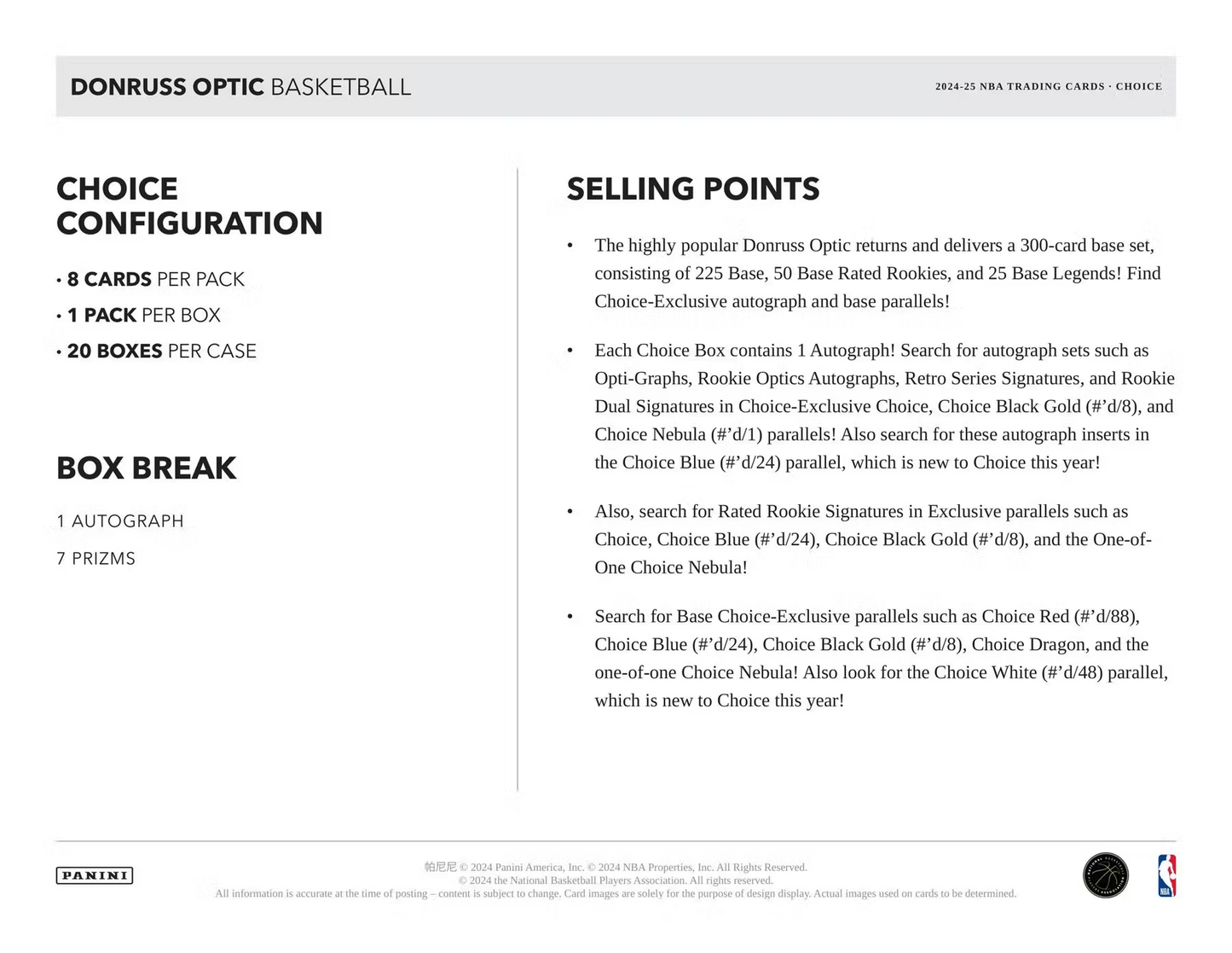 Panini - 2024/25 Donruss Optic Basketball (NBA) - Choice Box