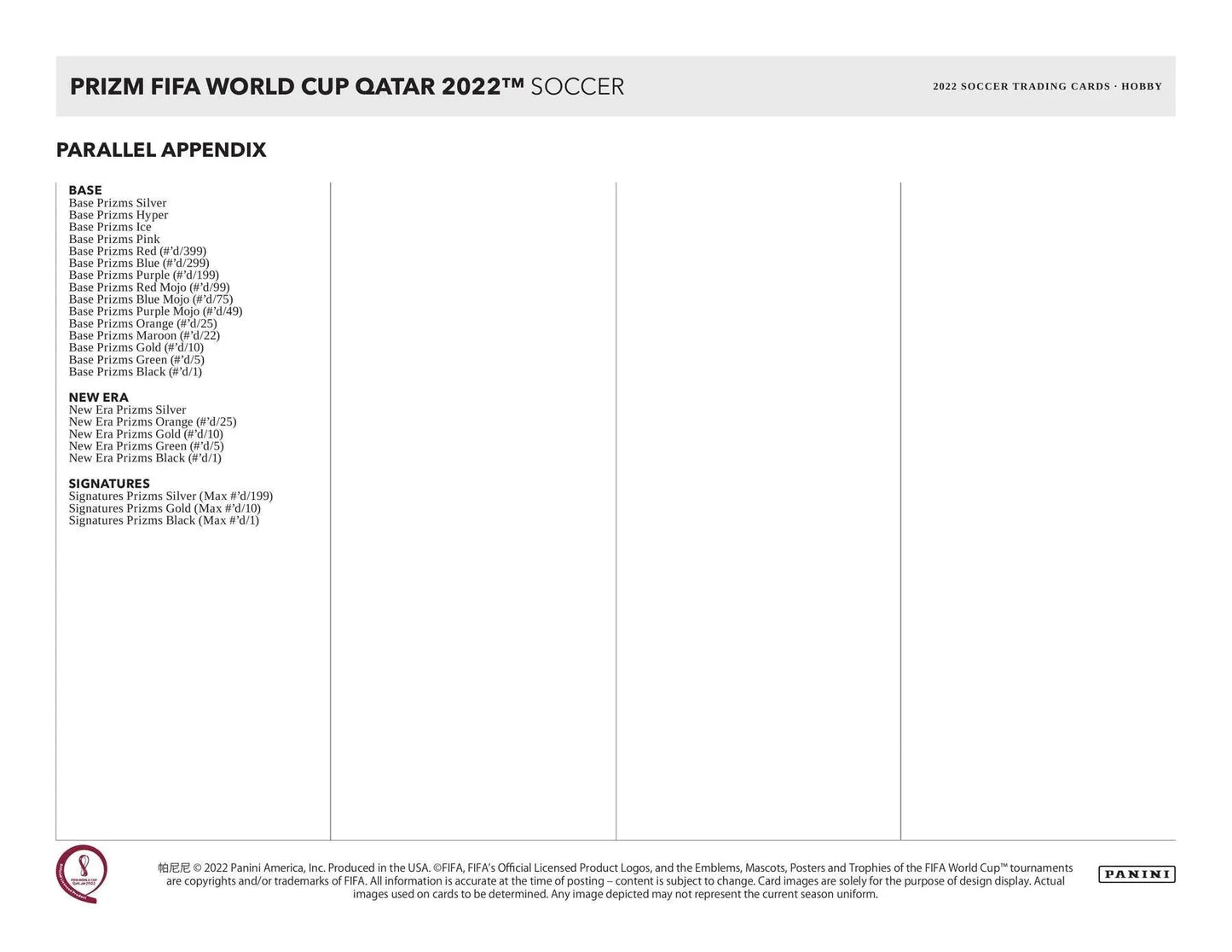 Panini - 2022 FIFA World Cup Prizm Football (Soccer) - Hobby Box (12 Packs)