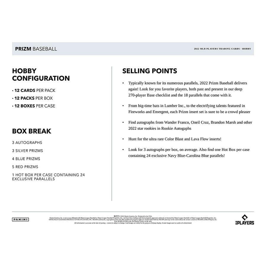 Panini - 2022 Prizm Baseball (MLB) - Hobby Box