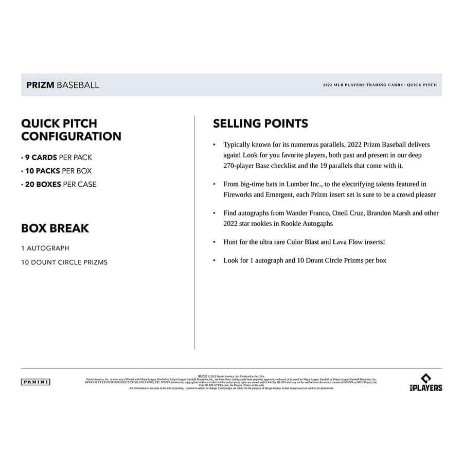 Panini - 2022 Prizm Quick Pitch Baseball (MLB) - Hobby Box