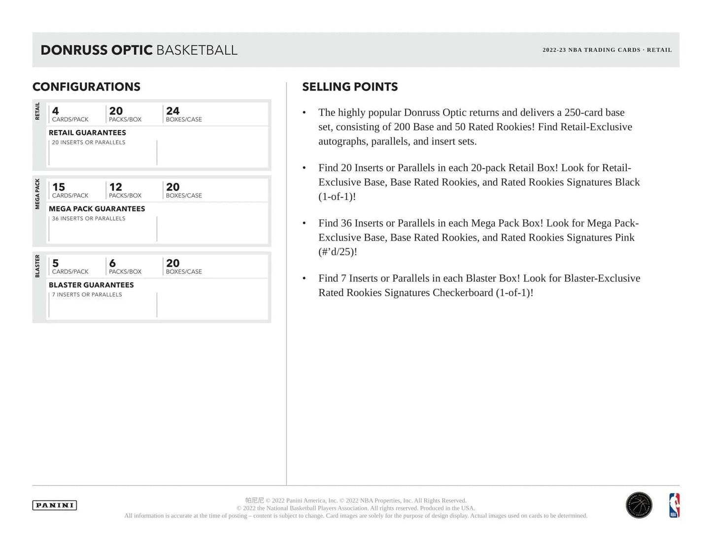 Panini - 2022/23 Donruss Optic Basketball (NBA) - Mega Box