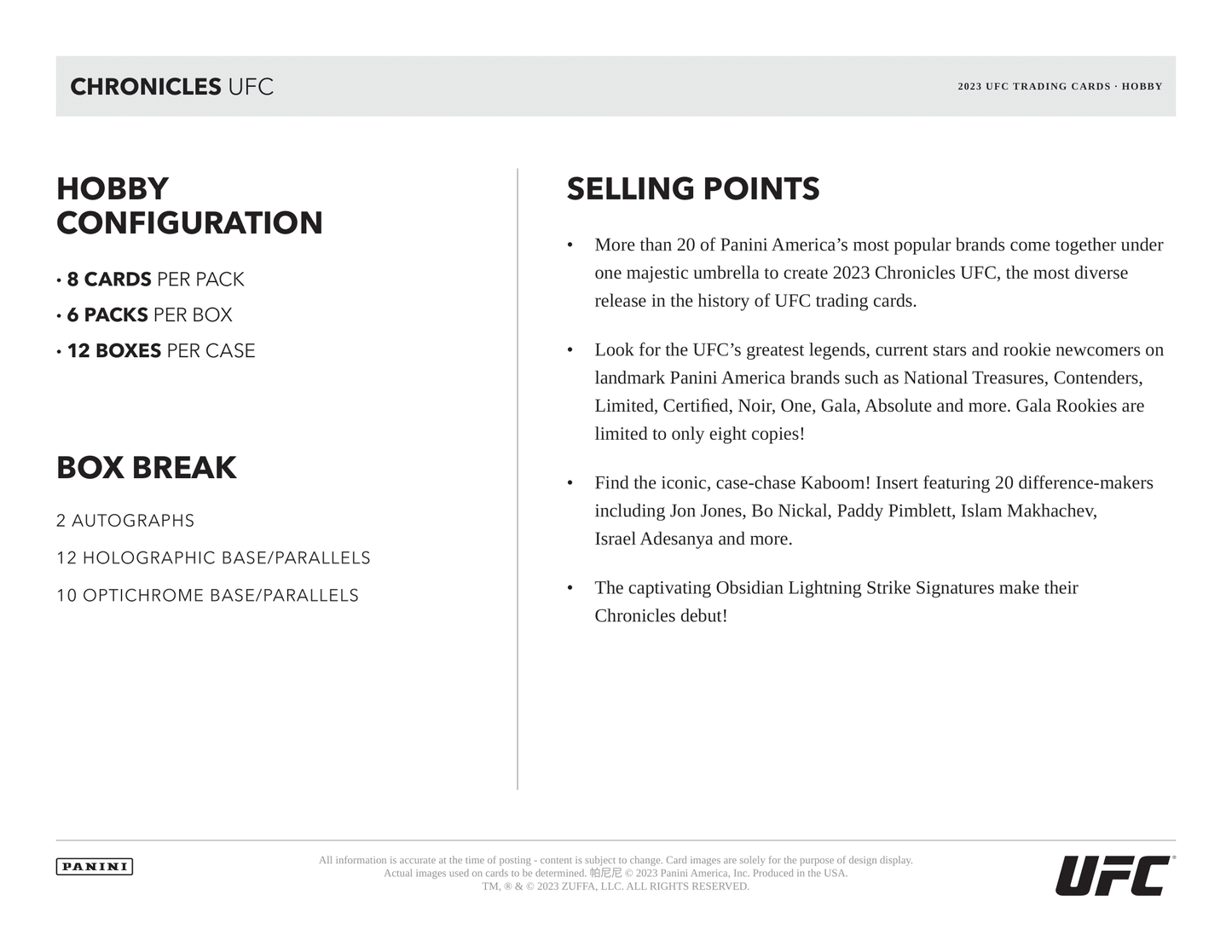 Panini - 2023 Chronicles UFC - Hobby Box