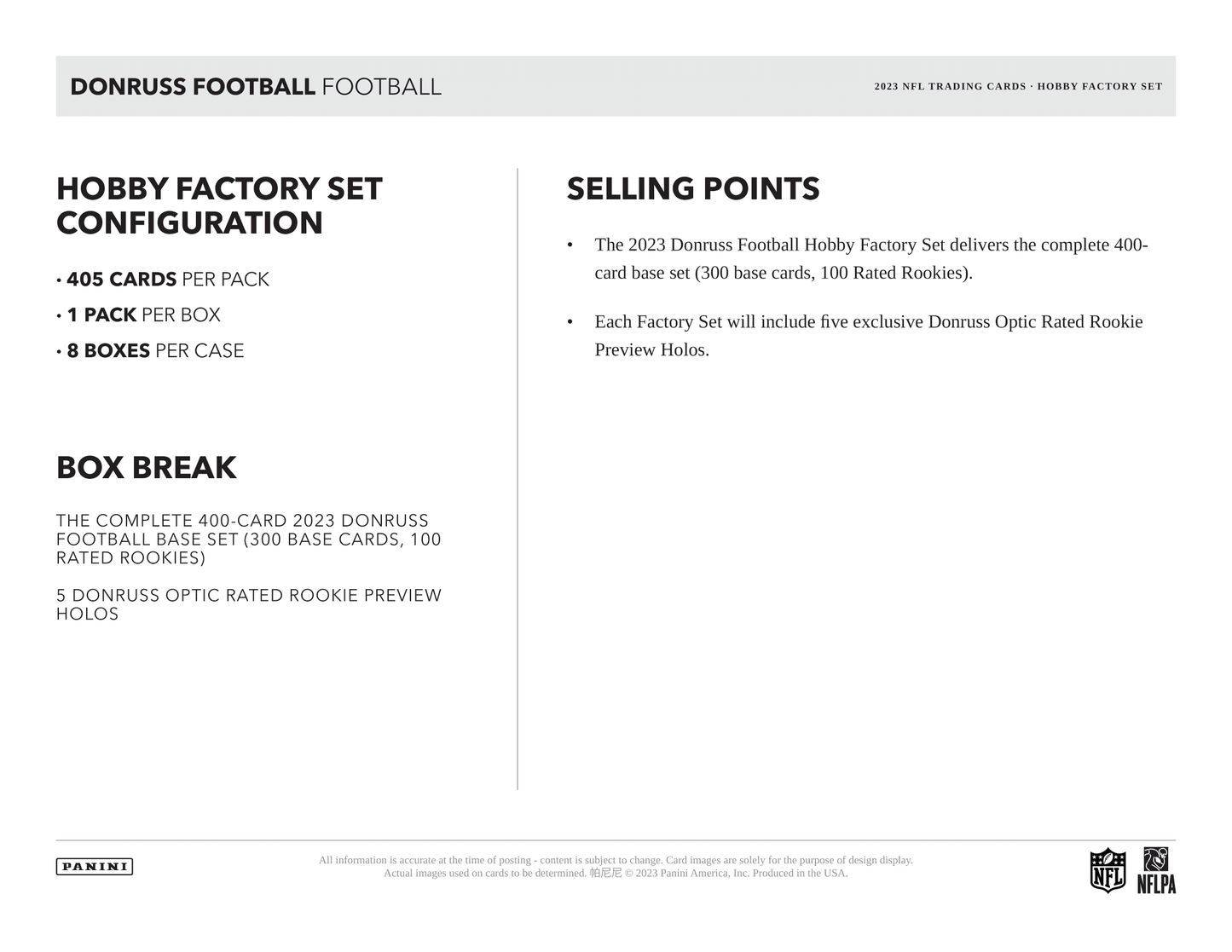 Panini - 2023 Donruss American Football (NFL) - Factory Set Hobby Box