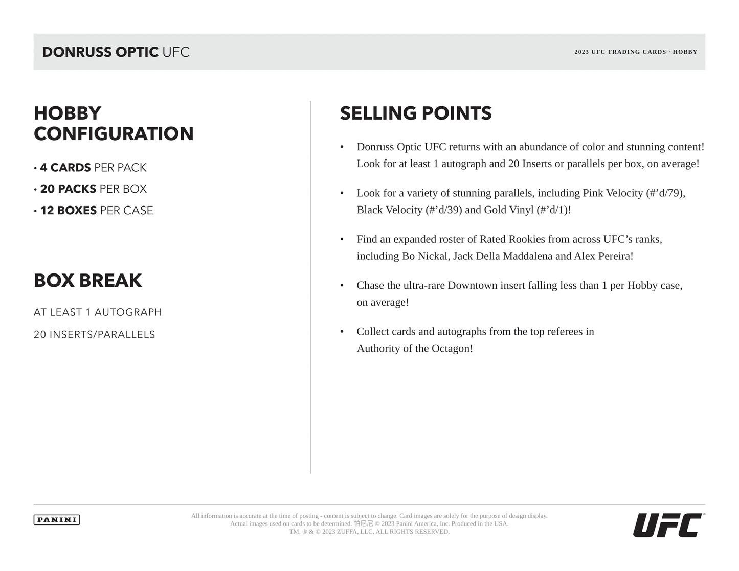 Panini - 2023 Donruss Optic UFC - Hobby Box