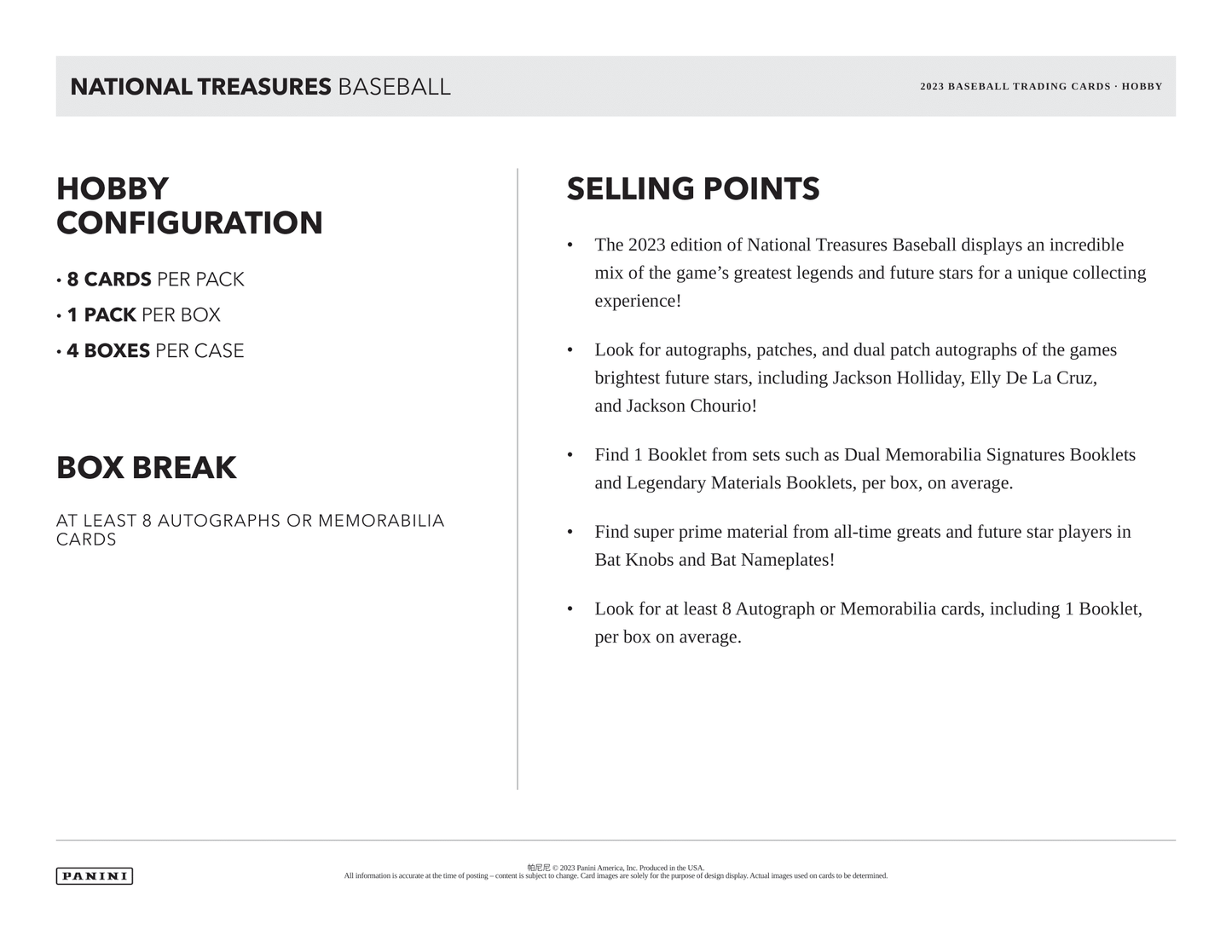 Panini - 2023 National Treasures Baseball (MLB) - Hobby Box