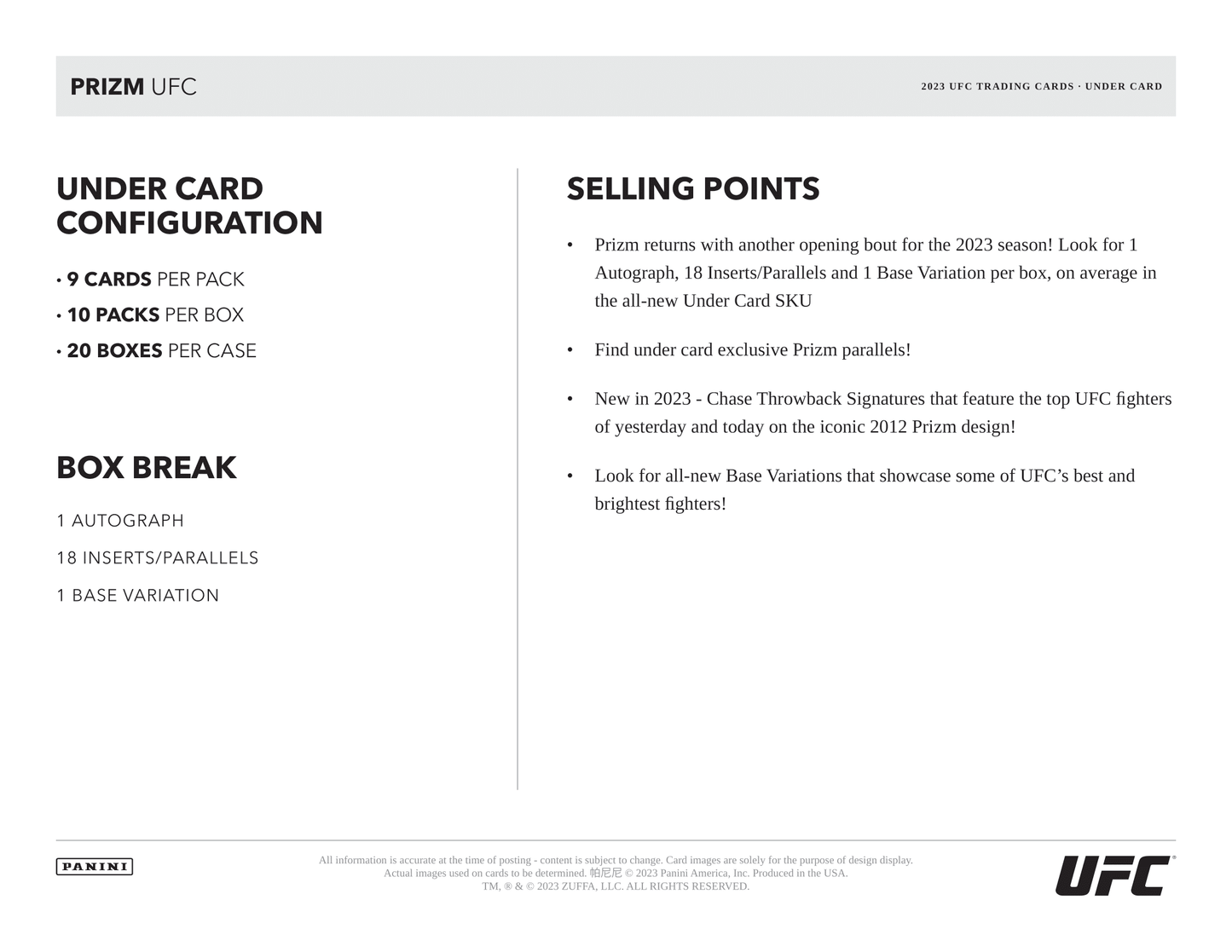 Panini - 2023 Prizm UFC Under Card - Hobby Box