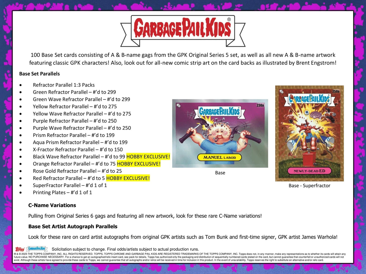 Topps - 2023 Chrome Garbage Pail Kids - Hobby Box