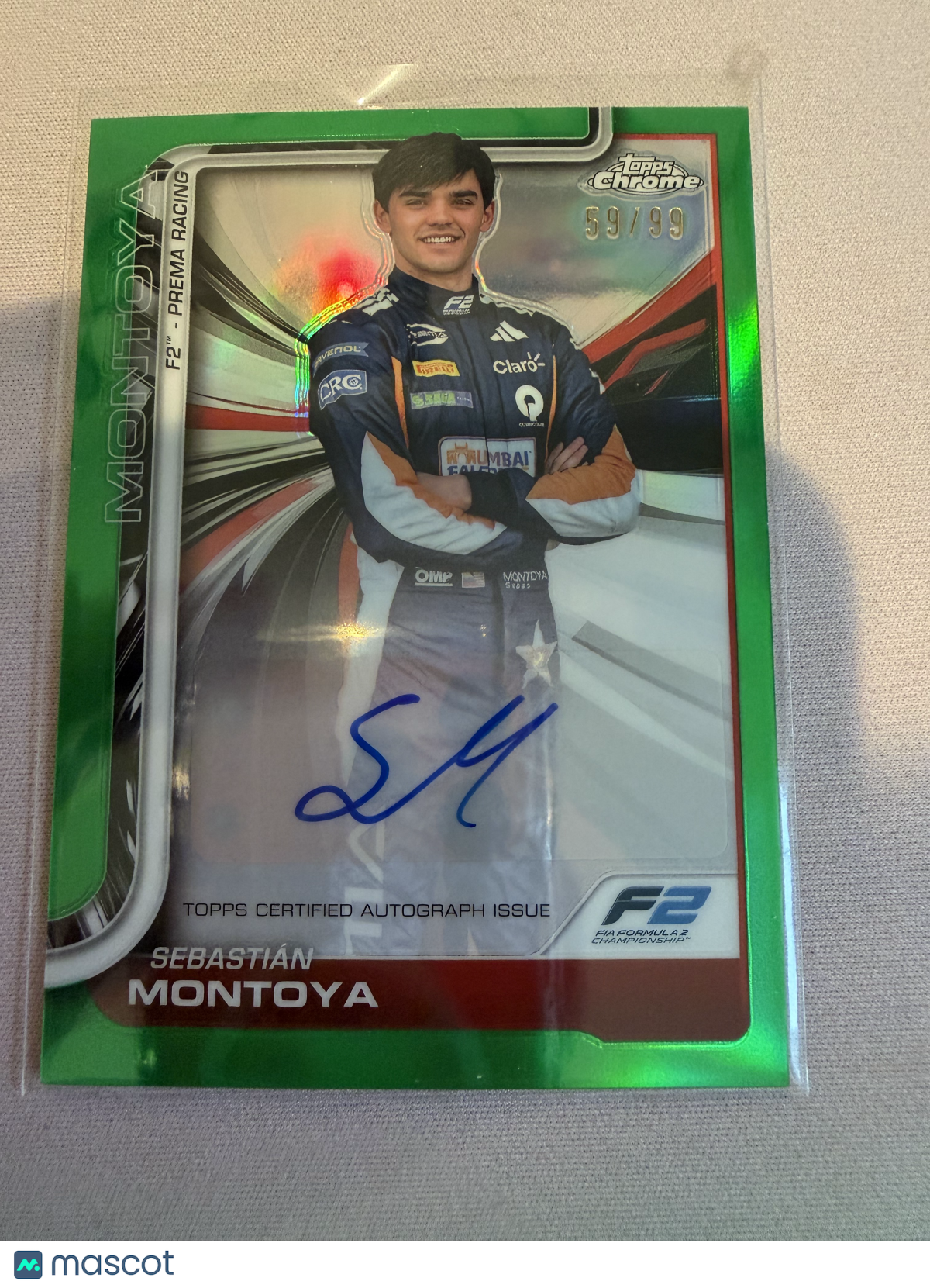 2025 Topps Formula 1 Chrome Sebastian Montoya #CA-SM Green /99