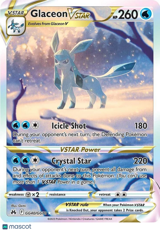 2023 Crown Zenith Glaceon VSTAR Rare #GG40/GG70