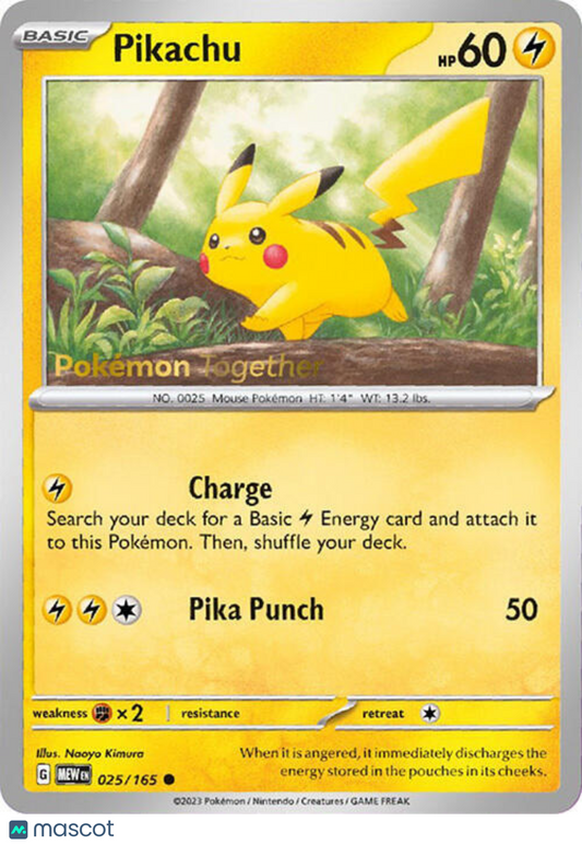 2023 Pokemon Together Pikachu Rare #25/165