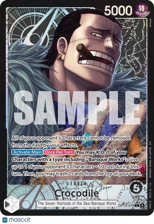 2023 One Piece Card Game Kingdoms of Intrigue Crocodile Parallel Rare The Seven Warlords of the Sea Leader Special Baroque Works