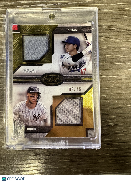 2025 Topps Tier One Shohei Ohtani Aaron Judge #DPR-OJ /15 Dual Player Relic Card Game-Used Memorabilia