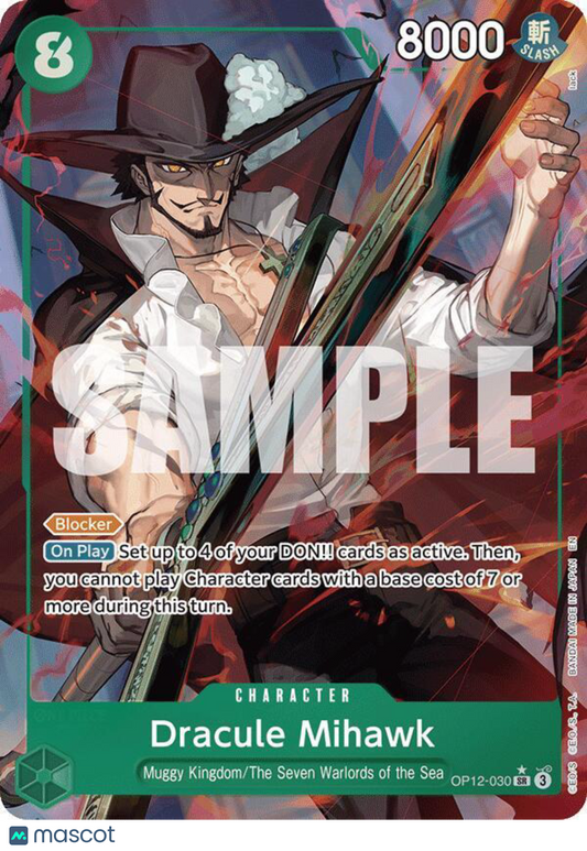 2023 Bandai One Piece TCG Pillars of Strength Dracule Mihawk On Play Blocker Super Rare