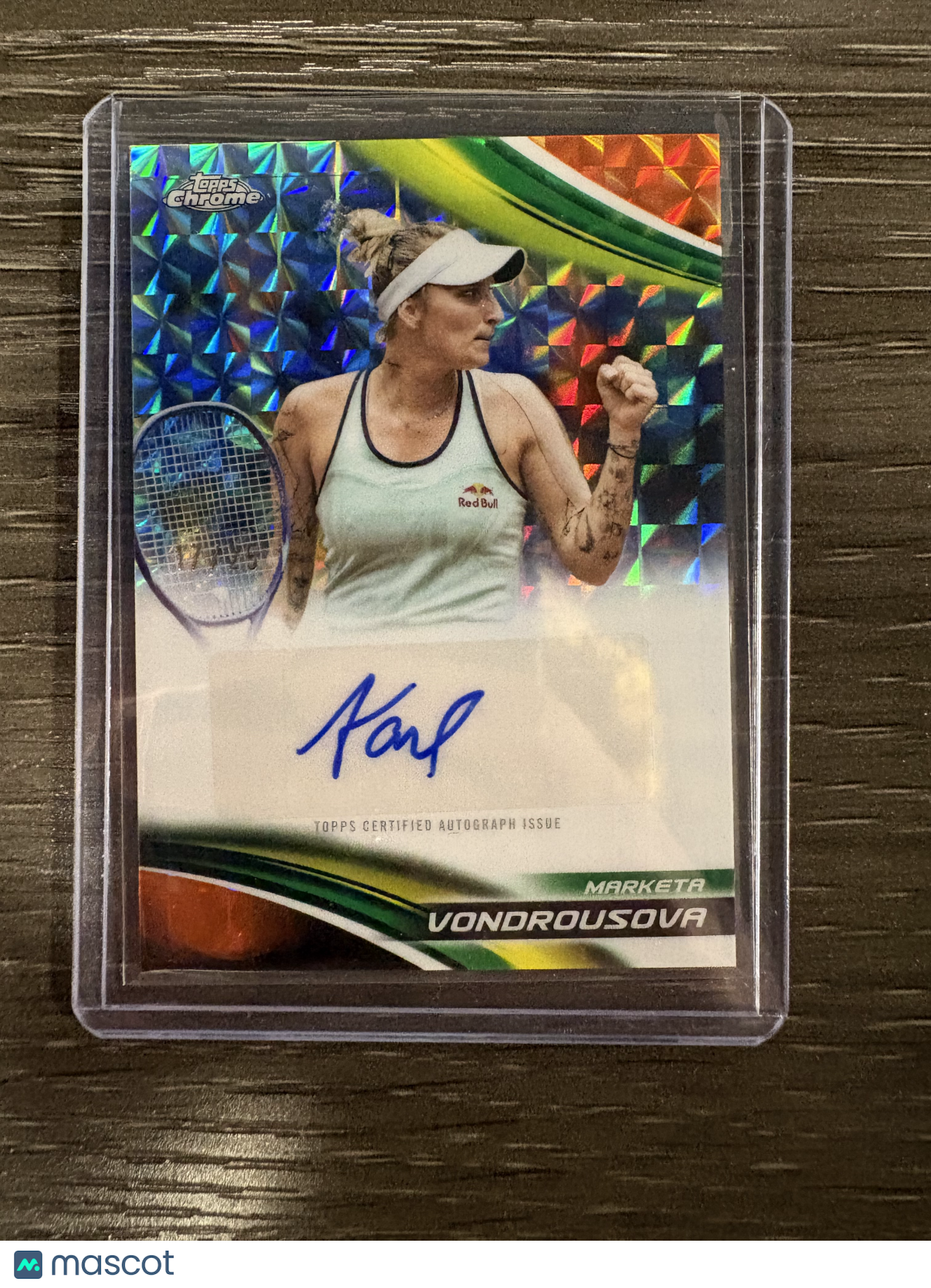 2025 Topps Chrome Tennis Marketa Vondrousova #CA-MVA Prism Refractor Chrome Autograph Card