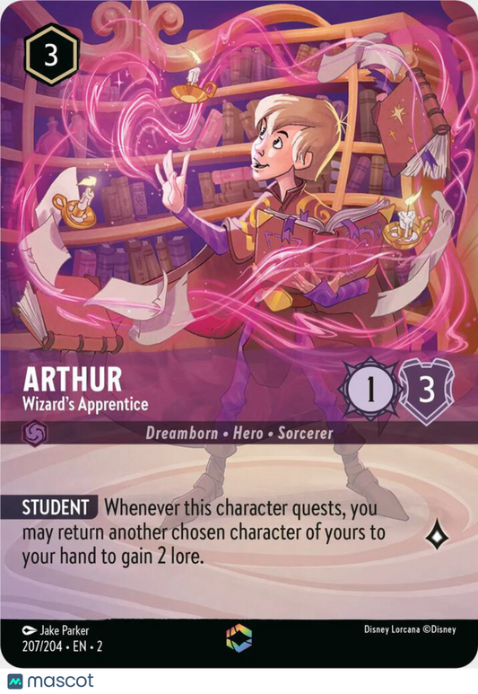 2023 Disney Lorcana Rise of the Floodborn Arthur Foil Wizard's Apprentice Hero Enchanted Dreamborn Sorcerer