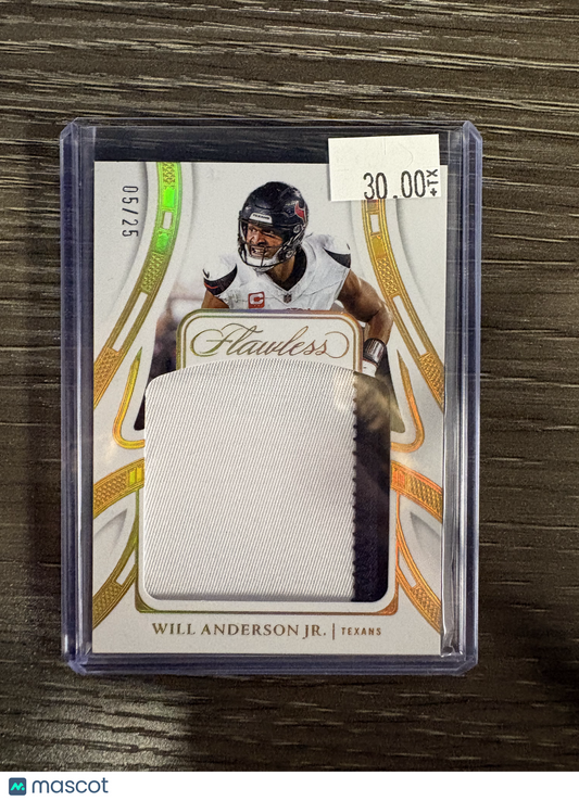 2025 Panini Flawless Football Will Anderson Jr. #P-WAJ /25 Patch Memorabilia