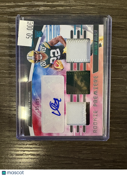 2025 Panini Absolute Rookie Premiere Matthew Golden #RPM-MGN /99 Rookie Premiere Material Autograph Triple Patch RC