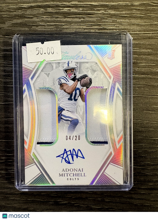 2025 Panini Flawless Adonai Mitchell #RDPA-AMI /20 Patch Rookie Dual Patch Autographs