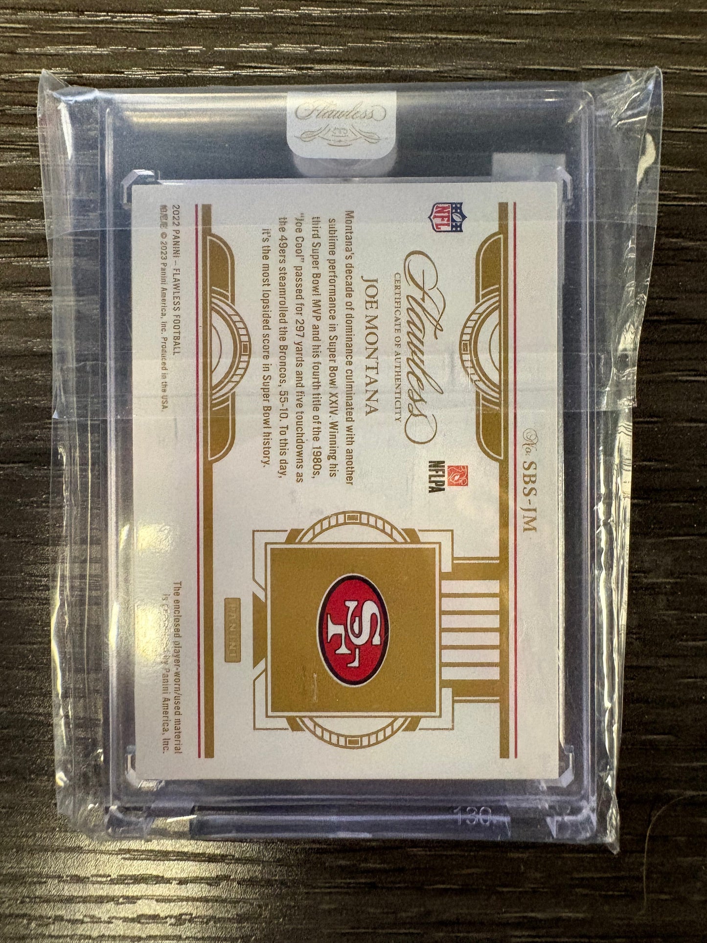 2023 Panini Flawless Joe Montana #SBS-JM Patch
