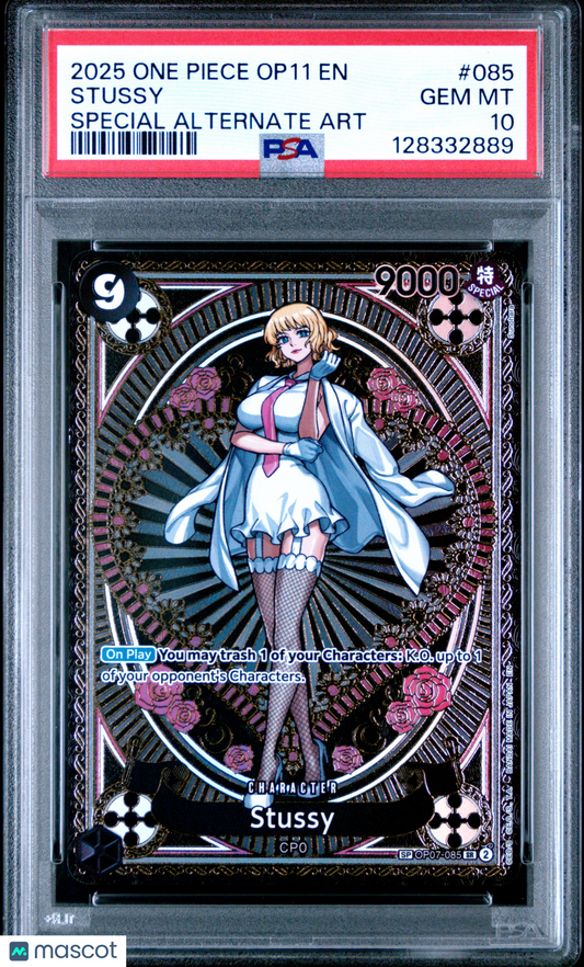 2025 One Piece Op11-A Fist Of Divine Speed Stussy Special Alternate Art PSA 10 #085