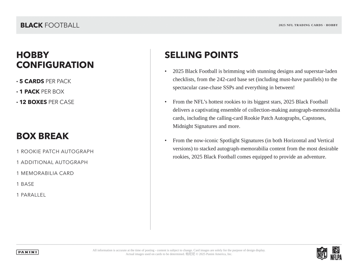 Panini - 2025 Black American Football (NFL) - Hobby Box