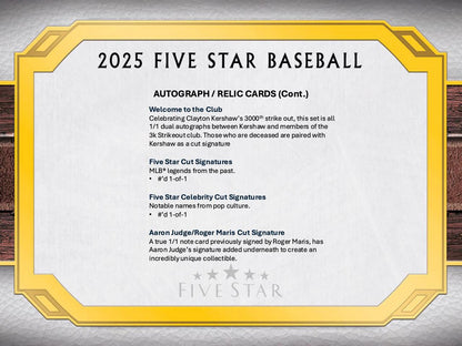 2025 Topps Five Star Baseball Hobby Box