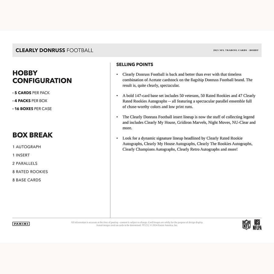 Panini - 2023 Clearly Donruss American Football (NFL) - Hobby Box