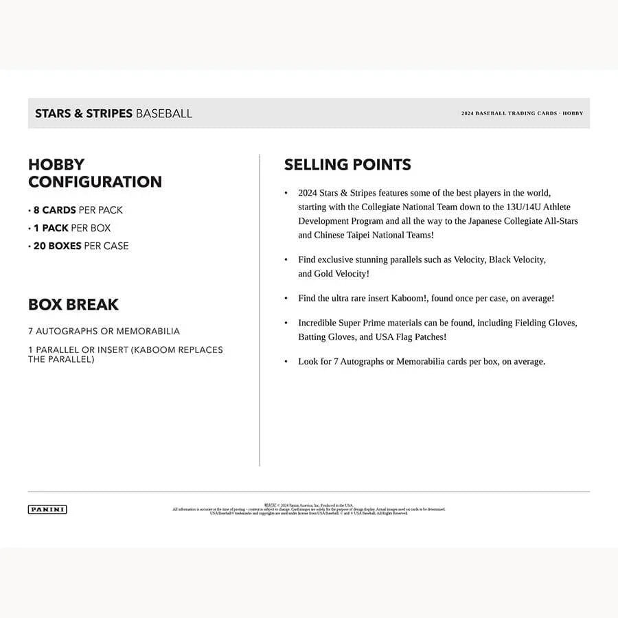 Panini - 2024 USA Stars & Stripes Baseball (MLB) - Hobby Box
