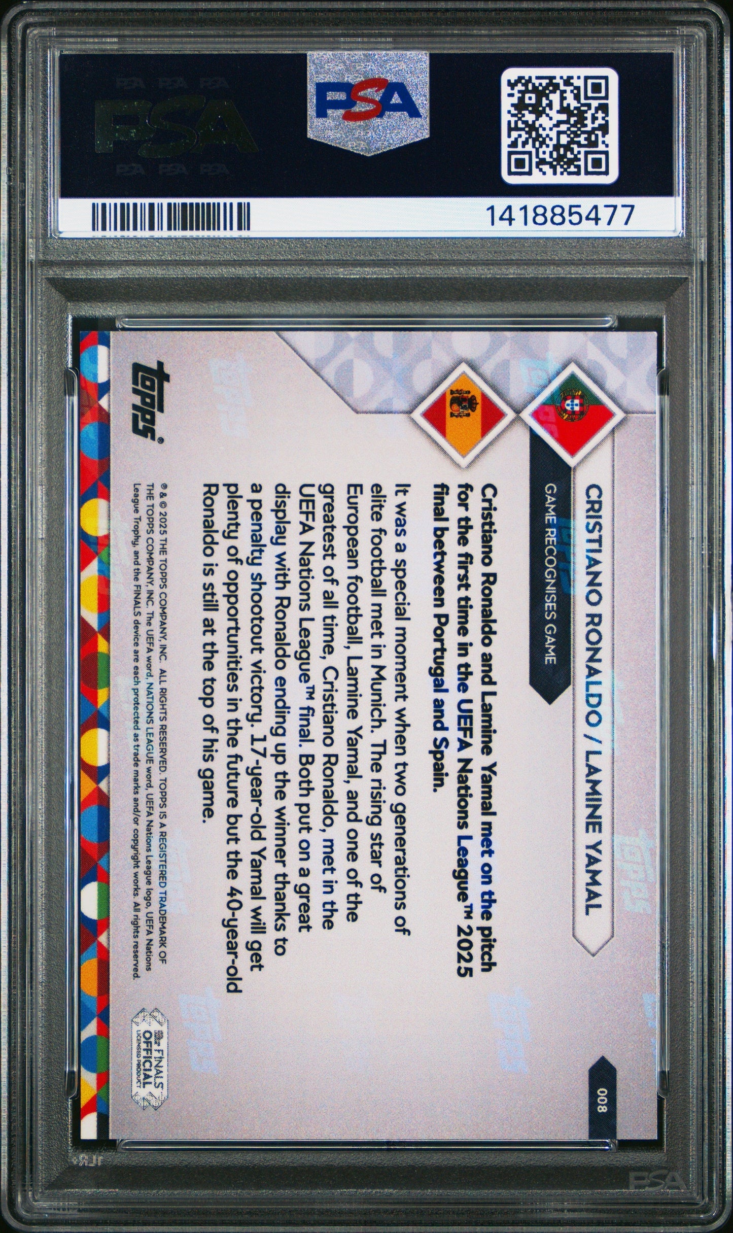 2025 Topps Now UEFA Nations League Yamal Ronaldo #8 PSA 10