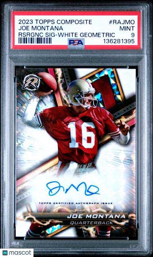 2023 Topps Composite Resurgence Signatures Joe Montana #RAJMO Rsrgnc White Geometric PSA 9