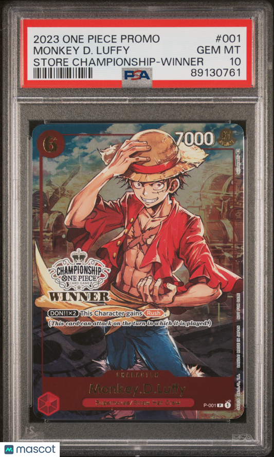 2023 One Piece Promos Monkey D. Luffy Store Championship-Winner PSA 10 #001