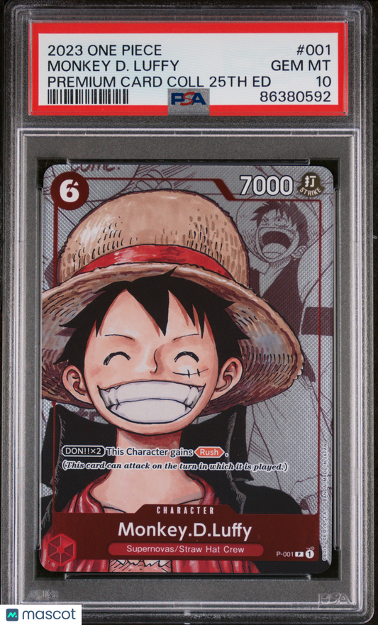 2023 One Piece Premium Bandai Premium Card Collection 25th Edition Monkey D. Luffy PSA 10 #001