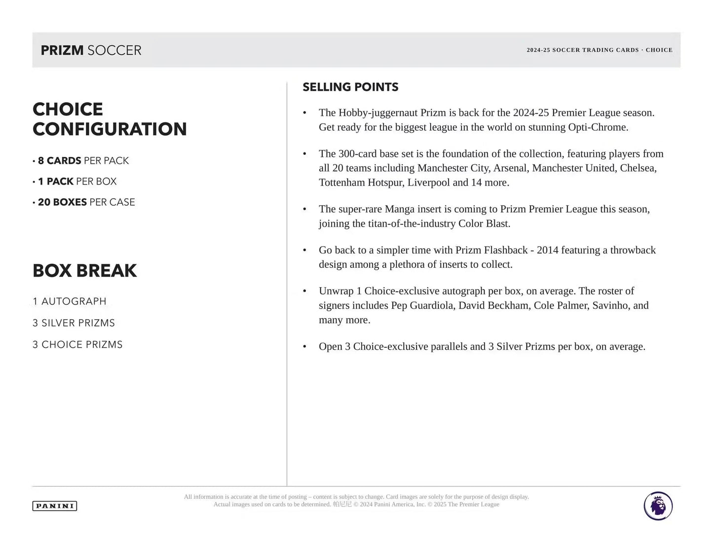 Panini - 2024/25 Prizm Premier League Football (Soccer) - Choice Box