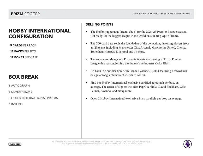 Panini - 2024/25 Prizm Premier League Football (Soccer) - International Hobby Box