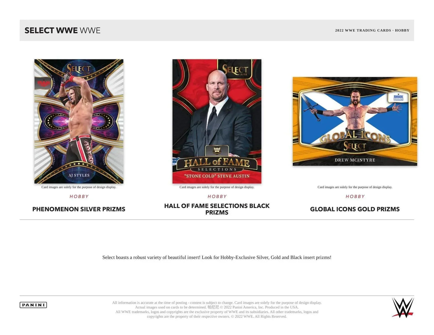 Panini - 2022 Select WWE Wrestling - Hobby Box (12 Packs)