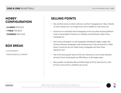 Panini - 2022/23 One and One Basketball (NBA) - Hobby Box