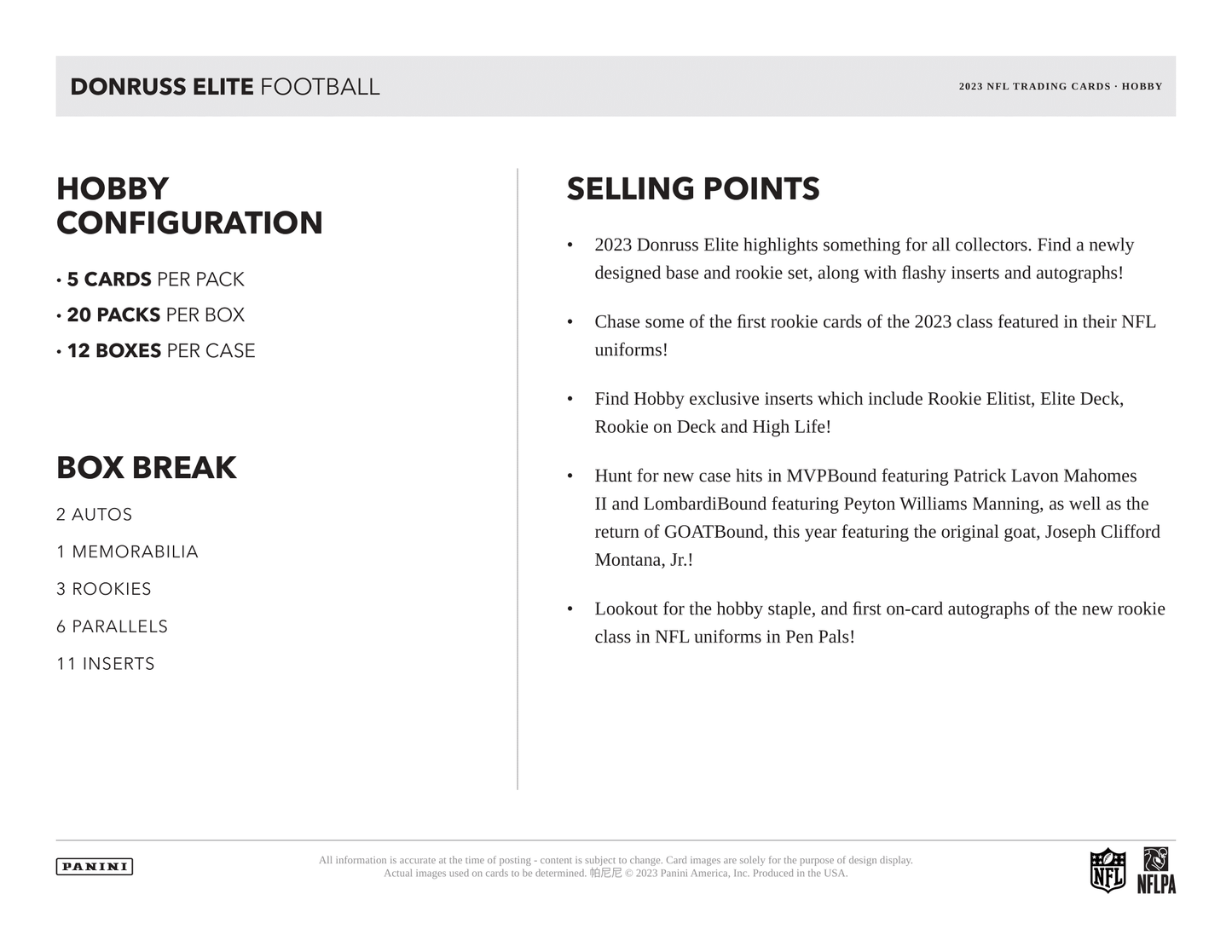 Panini - 2023 Donruss Elite American Football (NFL) - Hobby Box